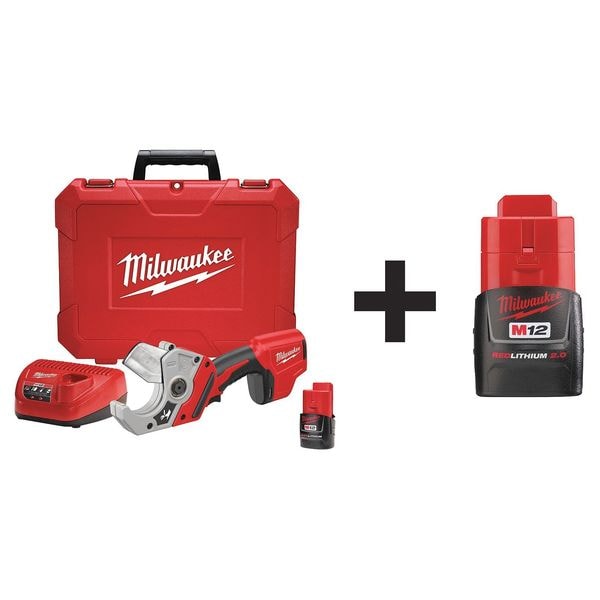 Milwaukee Tool Cordless PVC Shear Kit w/ Battery & Charger, 12.0V - 2470-21, 48-11-2420