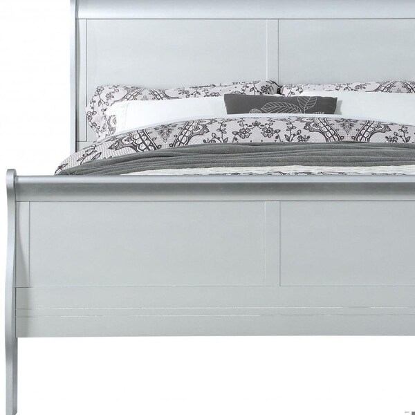 Homeroots 80 x 90 x 47 in. Platinum Wood King Bed - 347109