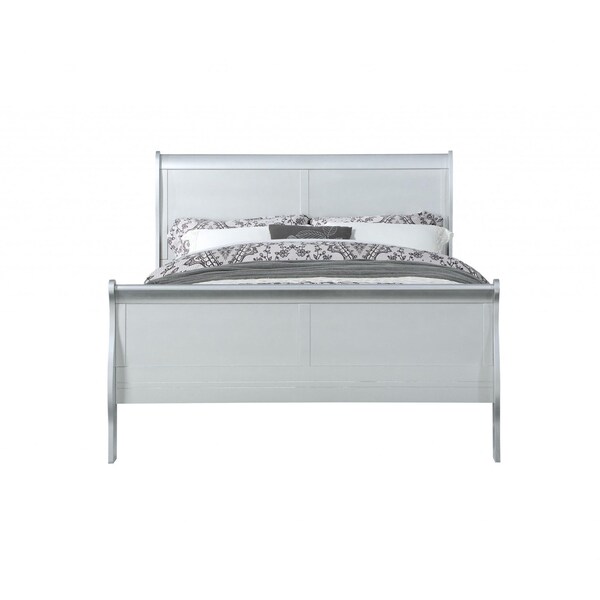 Homeroots 80 x 90 x 47 in. Platinum Wood King Bed - 347109