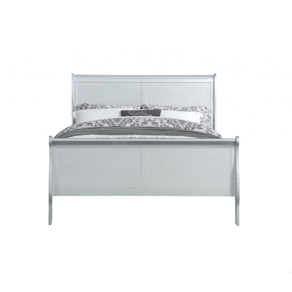 Homeroots 80 x 90 x 47 in. Platinum Wood King Bed - 347109