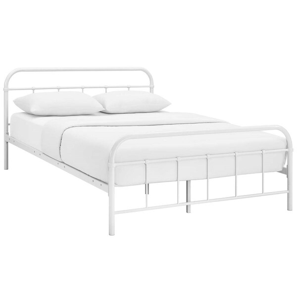 Modway Furniture 36.5 x 84.5 in. Maisie Queen Stainless Steel Bed Frame White - MOD-5533-WHI-SET