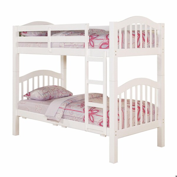 Homeroots 69 x 80 x 43 in. Heartland Twin Over Twin Size Bunk Bed, White - 285831