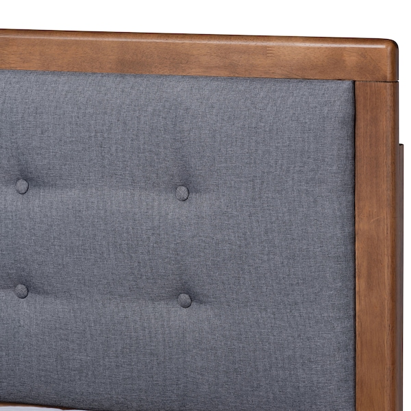 Baxton Studio Emele Grey Upholstered and Ash Walnut Wood Full Size Platform Bed - 164-9413-9431