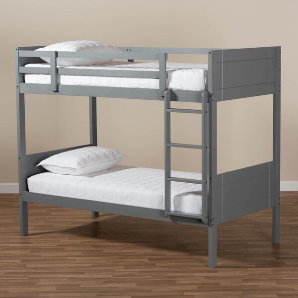 Baxton Studio Elsie Grey Finished Wood Twin Size Bunk Bed - 157-9635