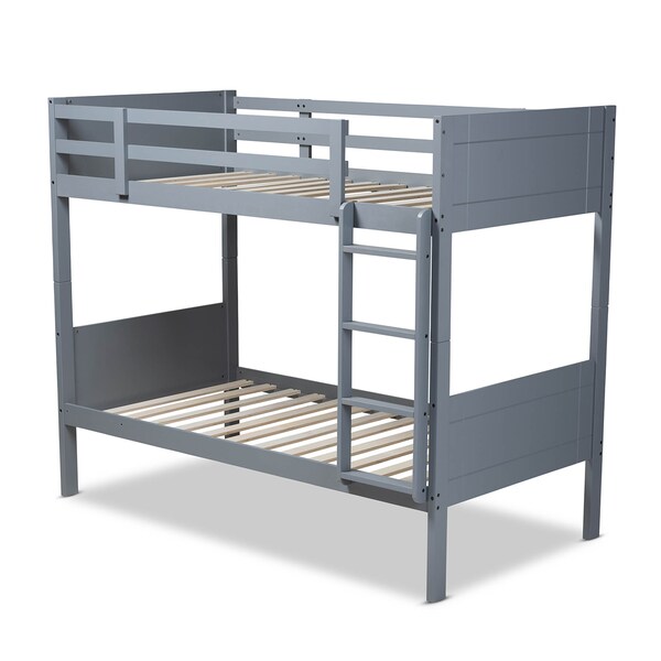 Baxton Studio Elsie Grey Finished Wood Twin Size Bunk Bed - 157-9635