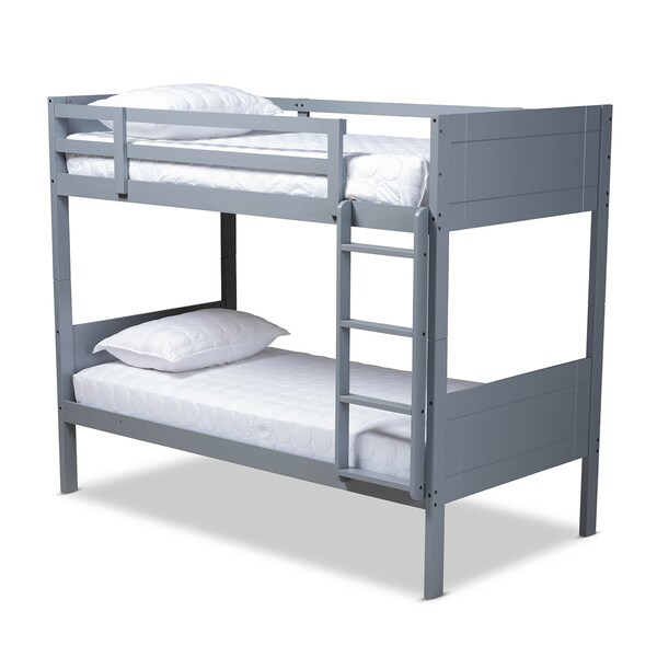 Baxton Studio Elsie Grey Finished Wood Twin Size Bunk Bed - 157-9635