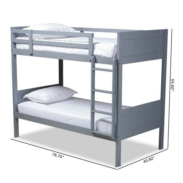 Baxton Studio Elsie Grey Finished Wood Twin Size Bunk Bed - 157-9635