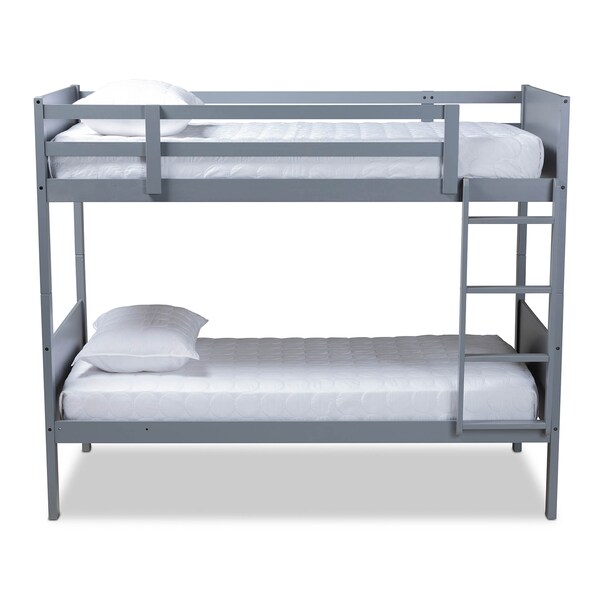 Baxton Studio Elsie Grey Finished Wood Twin Size Bunk Bed - 157-9635