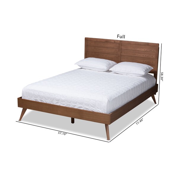 Baxton Studio Artemis Mid-Century Walnut Brown Finished Wood Full Size Platform Bed - 156-9407-9425