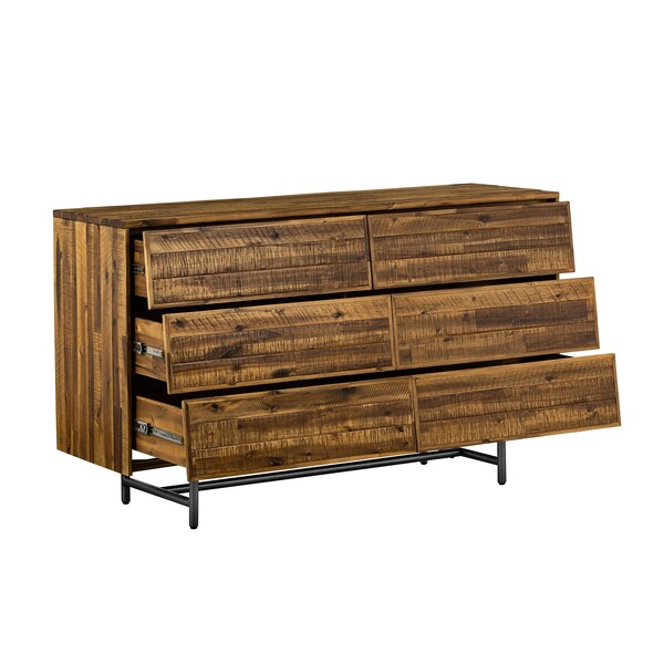 Armen Living Cusco 4 Piece Acacia King Bedroom Set with Dresser and Nightstands - SETCUBDKG4A