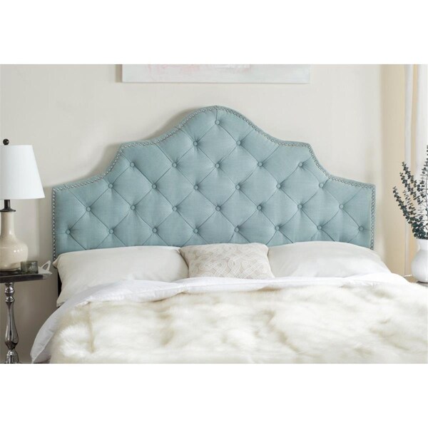 Safavieh 54.1 x 61.8 x 3.5 in. Arebelle Steel Blue Tufted Headboard - Silver Nail Head - MCR4036C