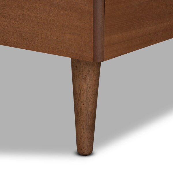 Baxton Studio Gisa Mid-Century Modern Transitional Walnut Brown Finished Wood Twin Size Platform Bed - 187-11163-11158-ZORO