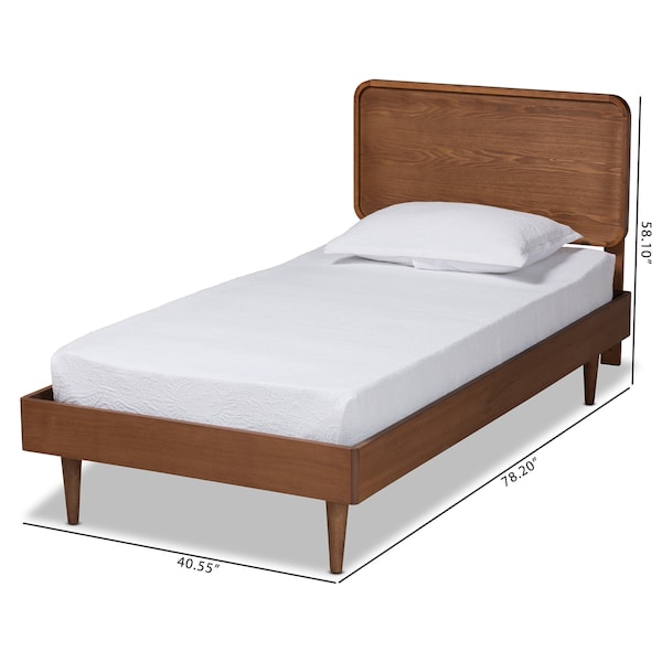 Baxton Studio Gisa Mid-Century Modern Transitional Walnut Brown Finished Wood Twin Size Platform Bed - 187-11163-11158-ZORO