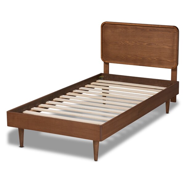 Baxton Studio Gisa Mid-Century Modern Transitional Walnut Brown Finished Wood Twin Size Platform Bed - 187-11163-11158-ZORO