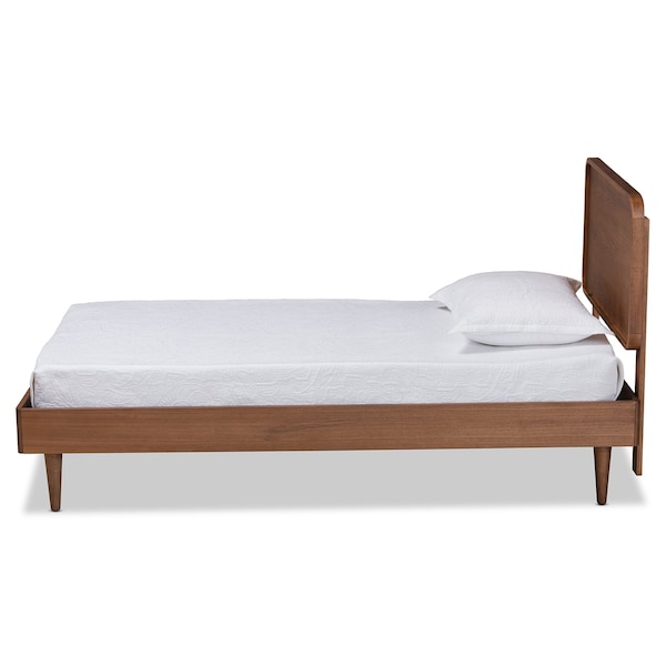 Baxton Studio Gisa Mid-Century Modern Transitional Walnut Brown Finished Wood Twin Size Platform Bed - 187-11163-11158-ZORO