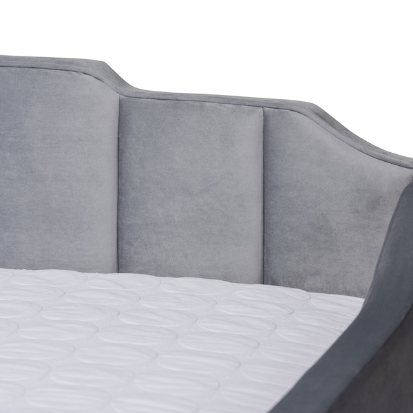 Baxton Studio Lennon Modern and Contemporary Grey Velvet Fabric Full Size Daybed with Trundle - 186-11470-ZORO