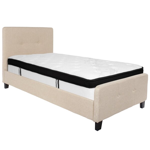 Flash Furniture Twin Platform Bed Set, Beige - HG-BMF-17-GG