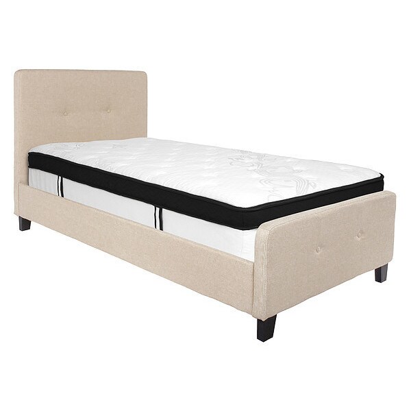 Flash Furniture Twin Platform Bed Set, Beige - HG-BMF-17-GG