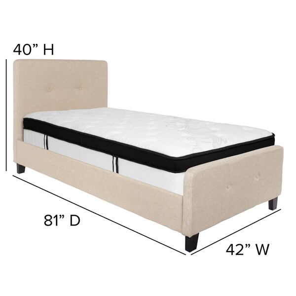 Flash Furniture Twin Platform Bed Set, Beige - HG-BMF-17-GG