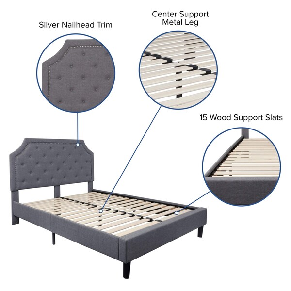 Flash Furniture Brighton Queen Platform Bed, Light Gray - SL-BK4-Q-LG-GG