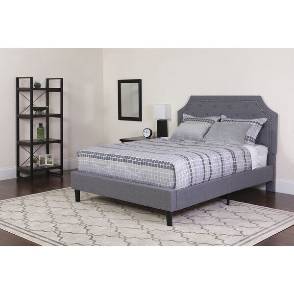 Flash Furniture Brighton Queen Platform Bed, Light Gray - SL-BK4-Q-LG-GG