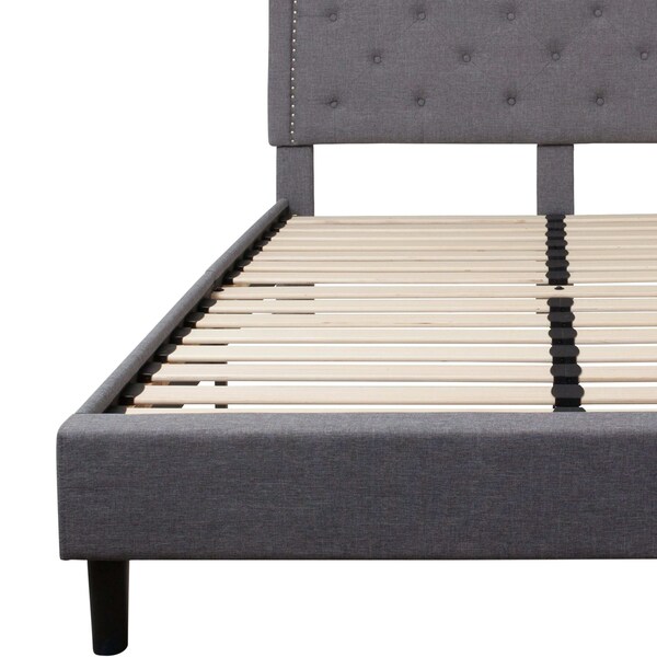 Flash Furniture Brighton Queen Platform Bed, Light Gray - SL-BK4-Q-LG-GG