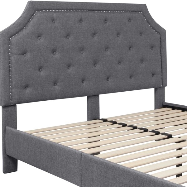 Flash Furniture Brighton Queen Platform Bed, Light Gray - SL-BK4-Q-LG-GG