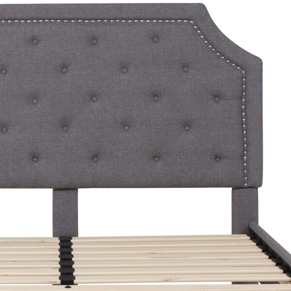 Flash Furniture Brighton Queen Platform Bed, Light Gray - SL-BK4-Q-LG-GG