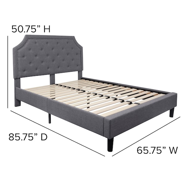 Flash Furniture Brighton Queen Platform Bed, Light Gray - SL-BK4-Q-LG-GG