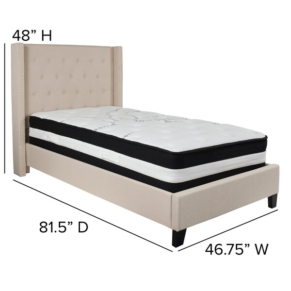 Flash Furniture Platform Bed Set, Riverdale, Twin, Beige - HG-BM-33-GG