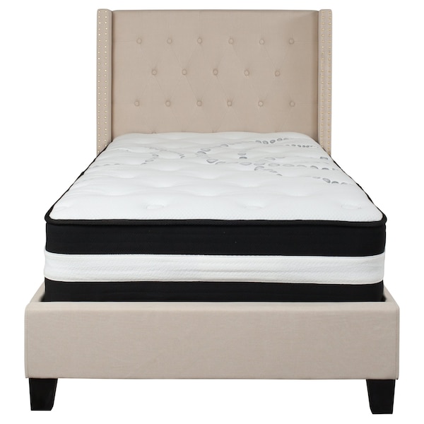 Flash Furniture Platform Bed Set, Riverdale, Twin, Beige - HG-BM-33-GG
