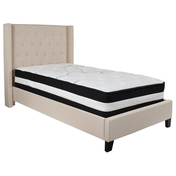 Flash Furniture Platform Bed Set, Riverdale, Twin, Beige - HG-BM-33-GG