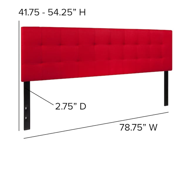 Flash Furniture King, Bedford Headboard, Red Fabric - HG-HB1704-K-R-GG