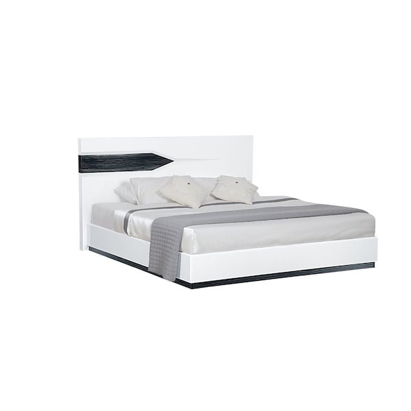 Global Furniture Usa Contemporary High Gloss Hudson White Queen Bed Group - 2841
