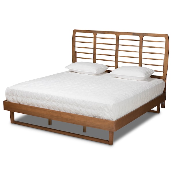 Baxton Studio Lucie Modern Walnut Brown Finished Wood King Size Platform Bed - 184-11149-9412-ZORO