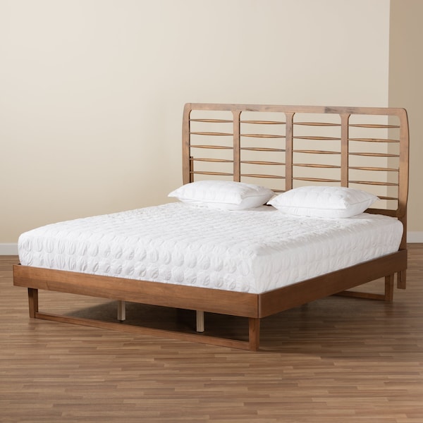Baxton Studio Lucie Modern Walnut Brown Finished Wood King Size Platform Bed - 184-11149-9412-ZORO