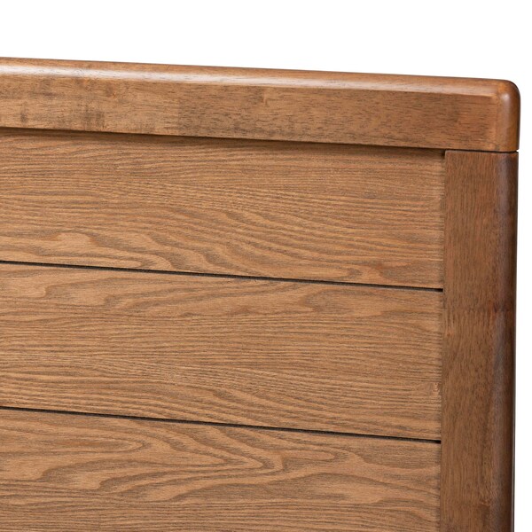 Baxton Studio Gabriela Grey Upholstered and Ash Walnut Wood King Size Platform Bed - 164-9415-9427