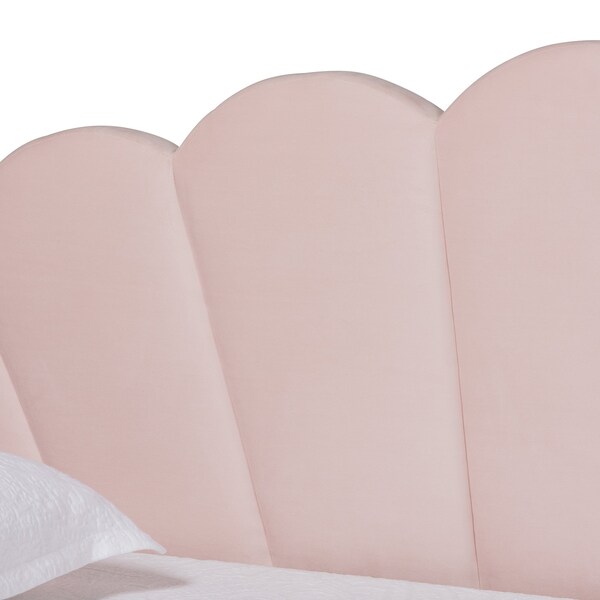 Baxton Studio Timila Modern and Contemporary Light Pink Velvet Fabric Upholstered Full Size Daybed with Trundle - 213-11549-ZORO