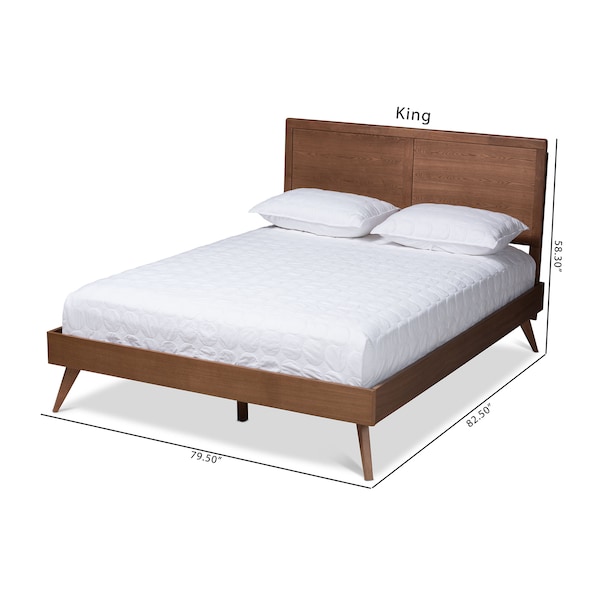 Baxton Studio Zenon Mid-Century Walnut Brown Finished Wood Full Size Platform Bed - 156-9407-9419