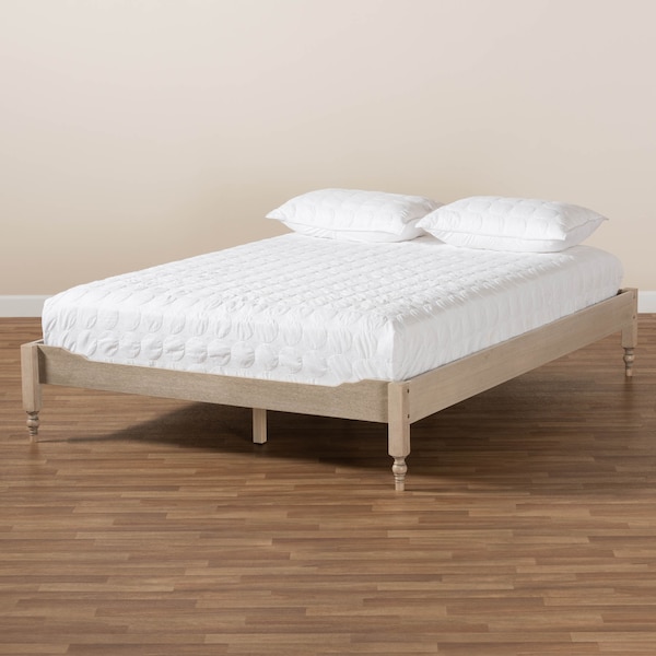 Baxton Studio Laure Antique White Oak Finished Wood King Size Platform Bed Frame - 161-10207