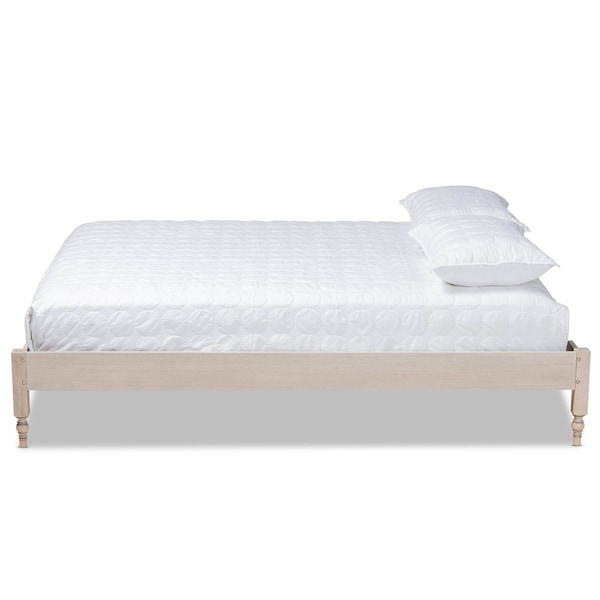 Baxton Studio Laure Antique White Oak Finished Wood King Size Platform Bed Frame - 161-10207