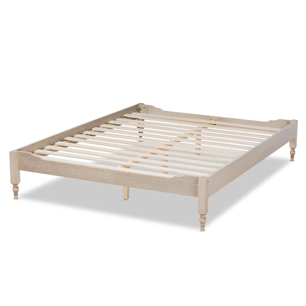 Baxton Studio Laure Antique White Oak Finished Wood King Size Platform Bed Frame - 161-10207