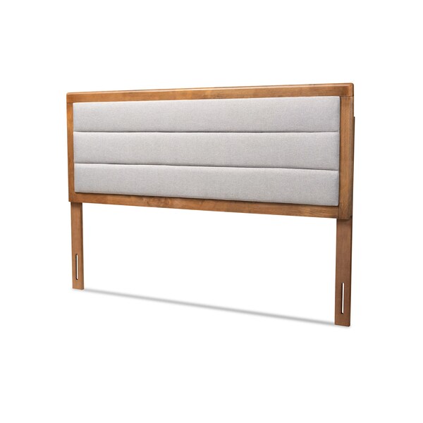 Baxton Studio Dexter Modern Light Grey Fabric Upholstered and Walnut Brown Finished Wood Headboard-Full - 191-11531-ZORO
