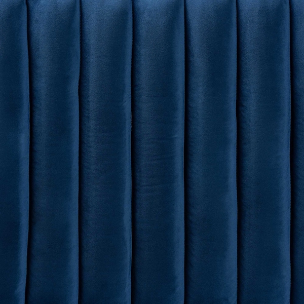 Baxton Studio Emile ModernNavy Blue Velvet Upholstered and Dark Brown Finished Wood Headboard-Full - 200-12401-ZORO