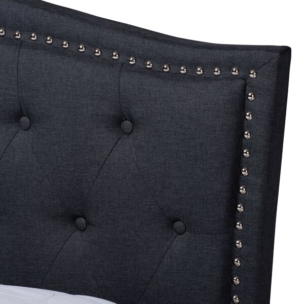 Baxton Studio Felisa Charcoal Upholstered and Button Tufted King Size Platform Bed - 156-9505