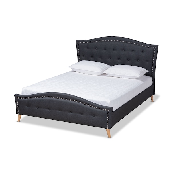 Baxton Studio Felisa Charcoal Upholstered and Button Tufted King Size Platform Bed - 156-9505