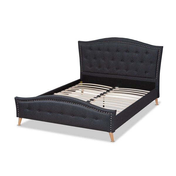 Baxton Studio Felisa Charcoal Upholstered and Button Tufted King Size Platform Bed - 156-9505