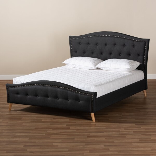Baxton Studio Felisa Charcoal Upholstered and Button Tufted King Size Platform Bed - 156-9505