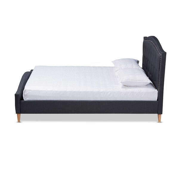 Baxton Studio Felisa Charcoal Upholstered and Button Tufted King Size Platform Bed - 156-9505