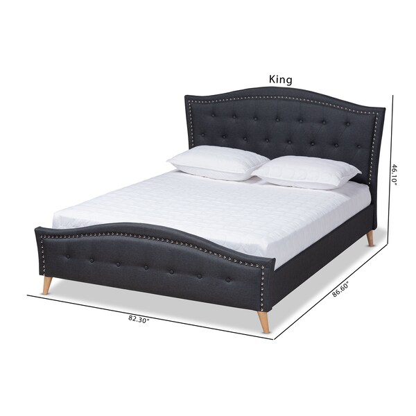 Baxton Studio Felisa Charcoal Upholstered and Button Tufted King Size Platform Bed - 156-9505